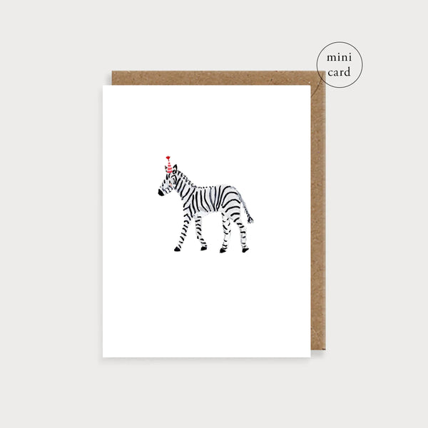 Zebra In Party Hat Mini Card