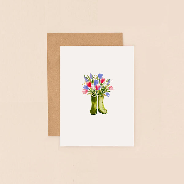 Flowers In Wellies Mini Card
