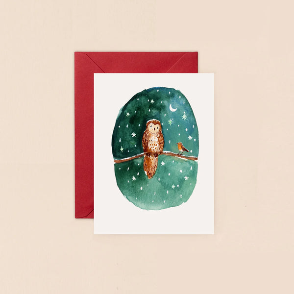 Owl & Robin Mini Christmas Card