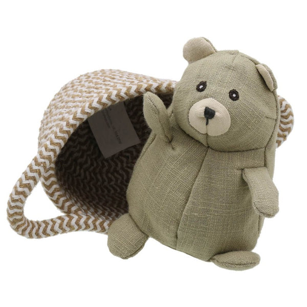 Pet In Basket Soft Toy - Bear