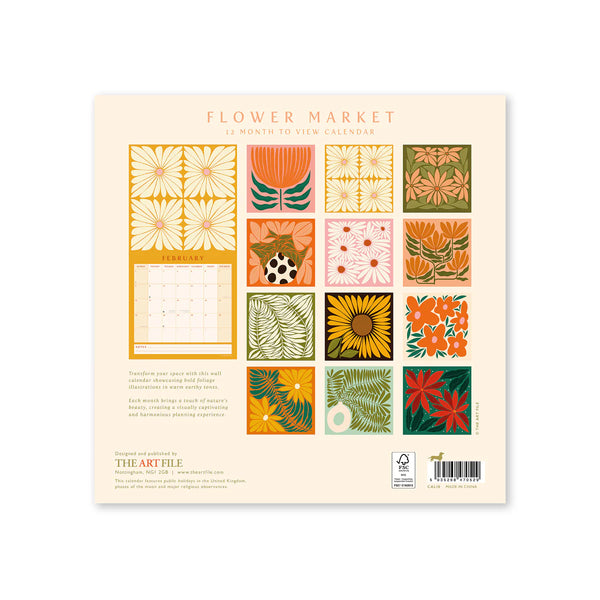Flower Market 12-Month Wall Calendar 2026