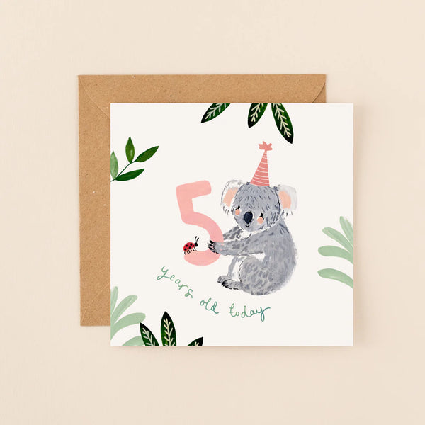 Child Age 5 Koala Birthday Card