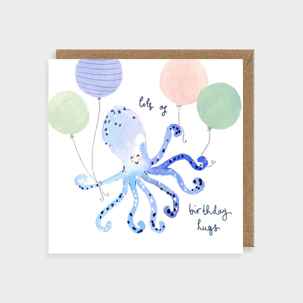 Octopus Lots Of Hugs Birthday Card