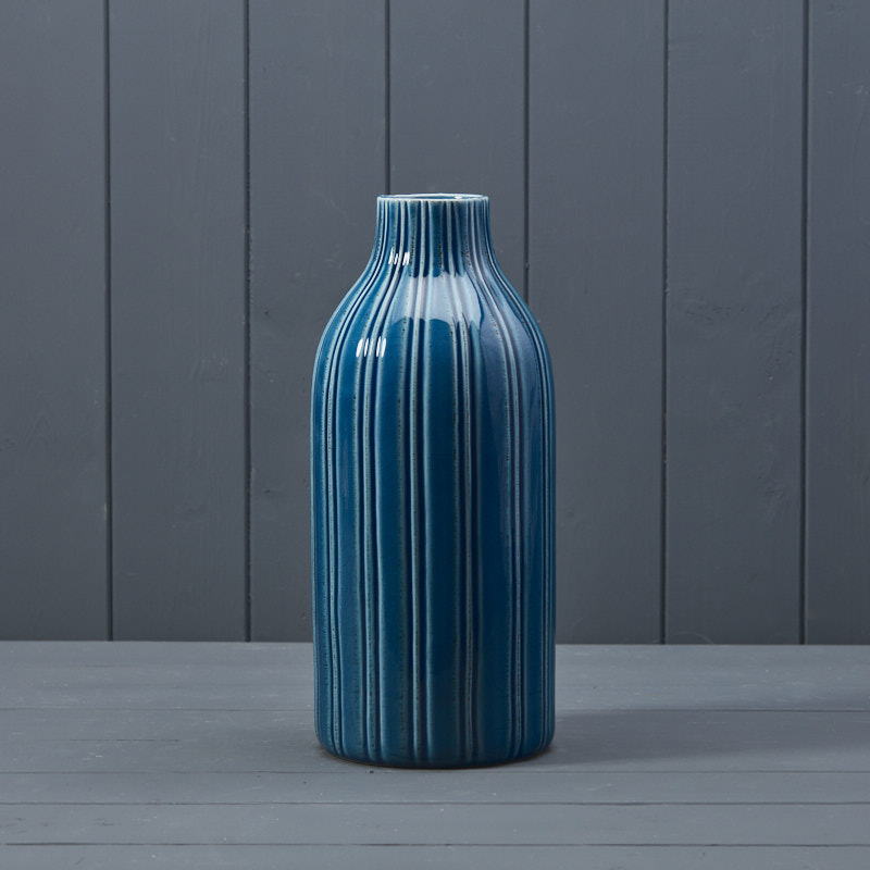 Tall Blue Ceramic Vase