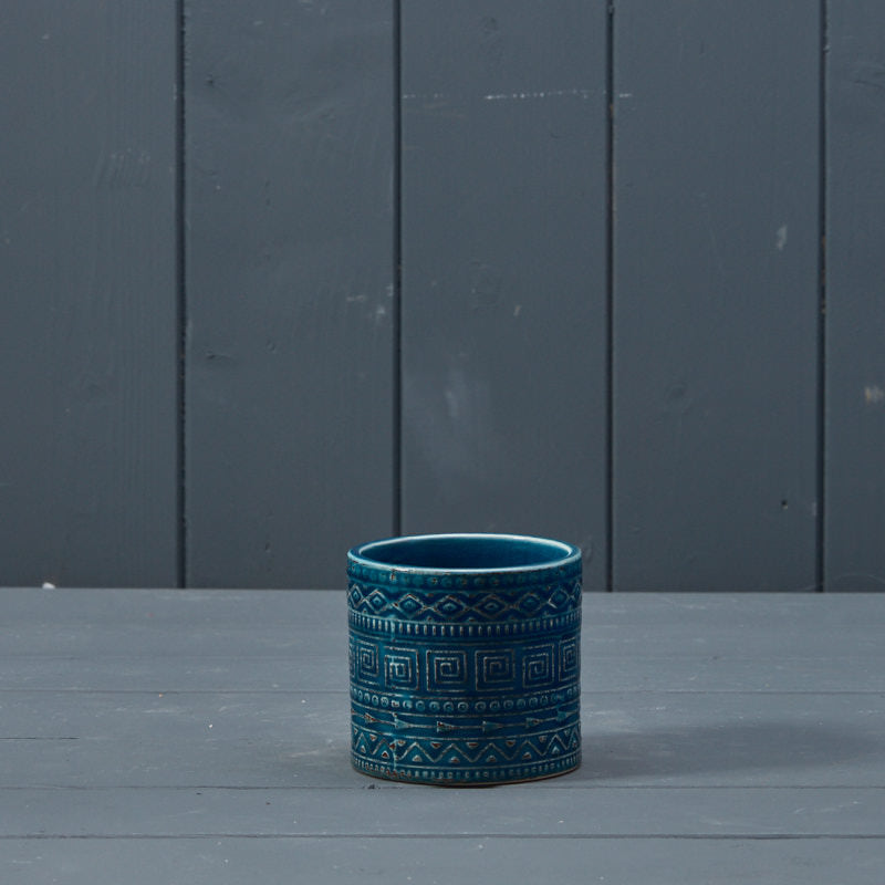 Blue Textured Ceramic Glazed Pot