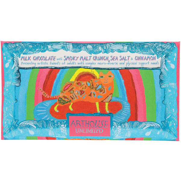 Rainbow Cat, Milk Chocolate, Smoky Malt Crunch, Sea Salt & Cinnamon