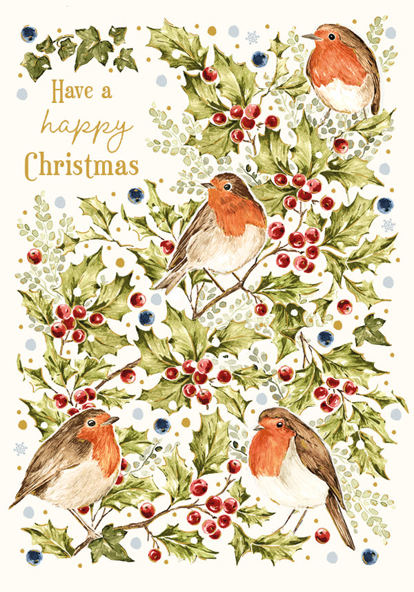 Happy Christmas Robins Card