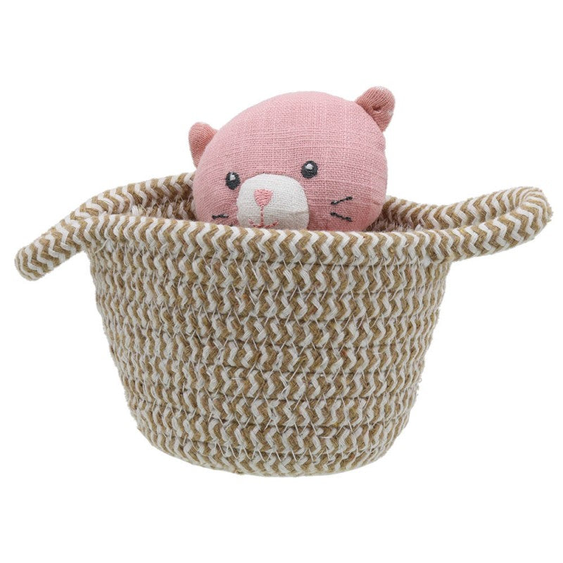 Pet In Basket Soft Toy - Cat