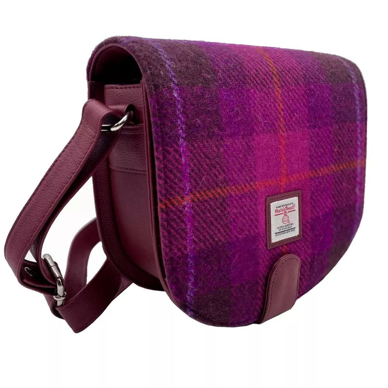 Harris Tweed Cross Body Bag- Purple Check