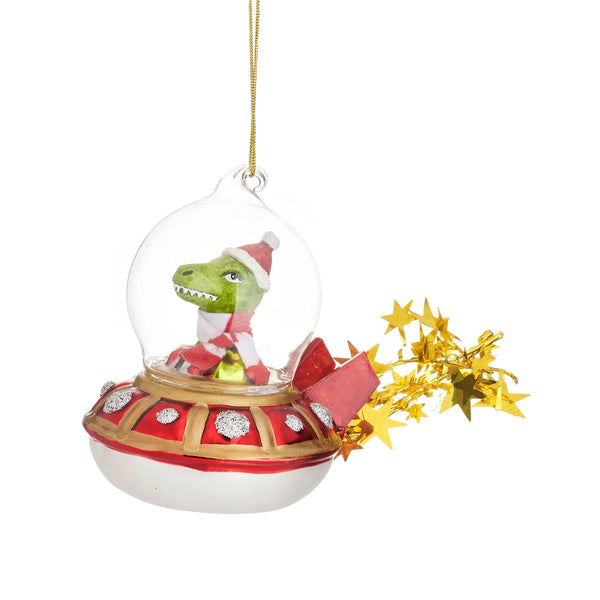 Dinosaur In A UFO Hanging Decoration