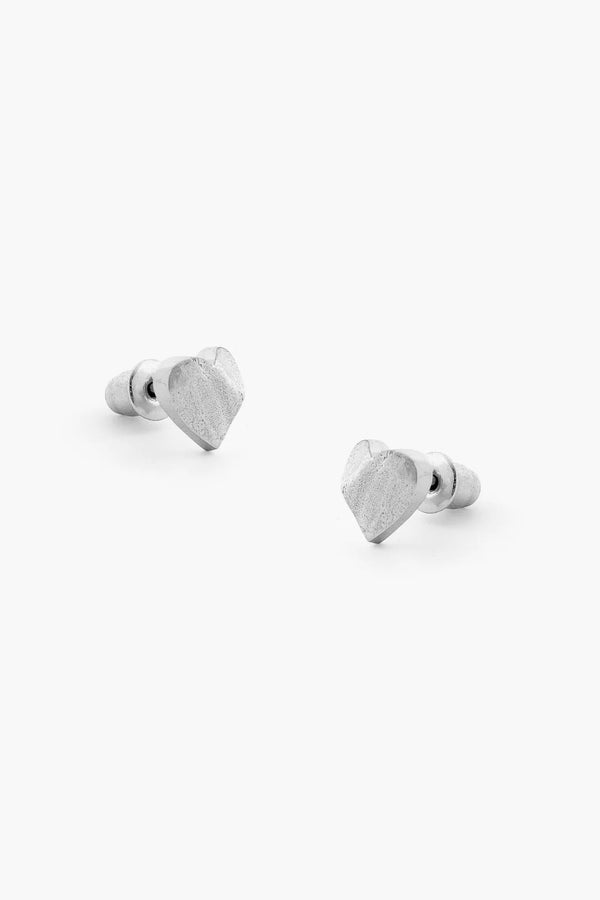 Sweetheart Stud Earrings - Silver
