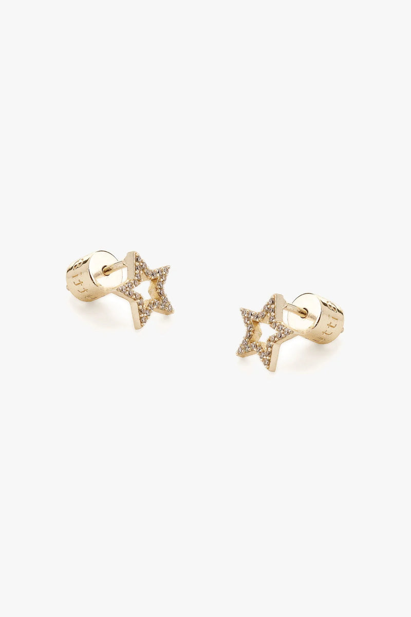 Pave Star Earrings - Gold
