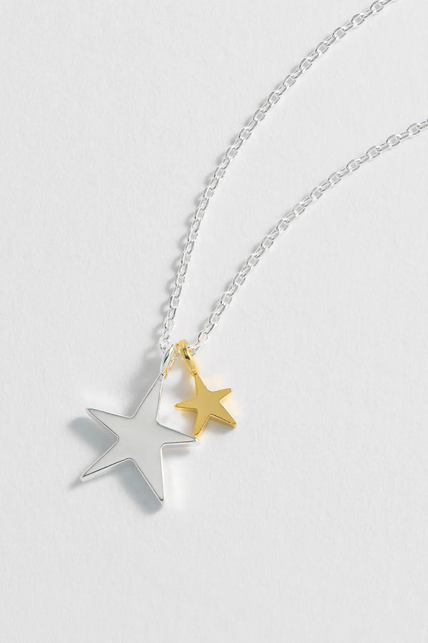 Two Tone Double Star Necklace