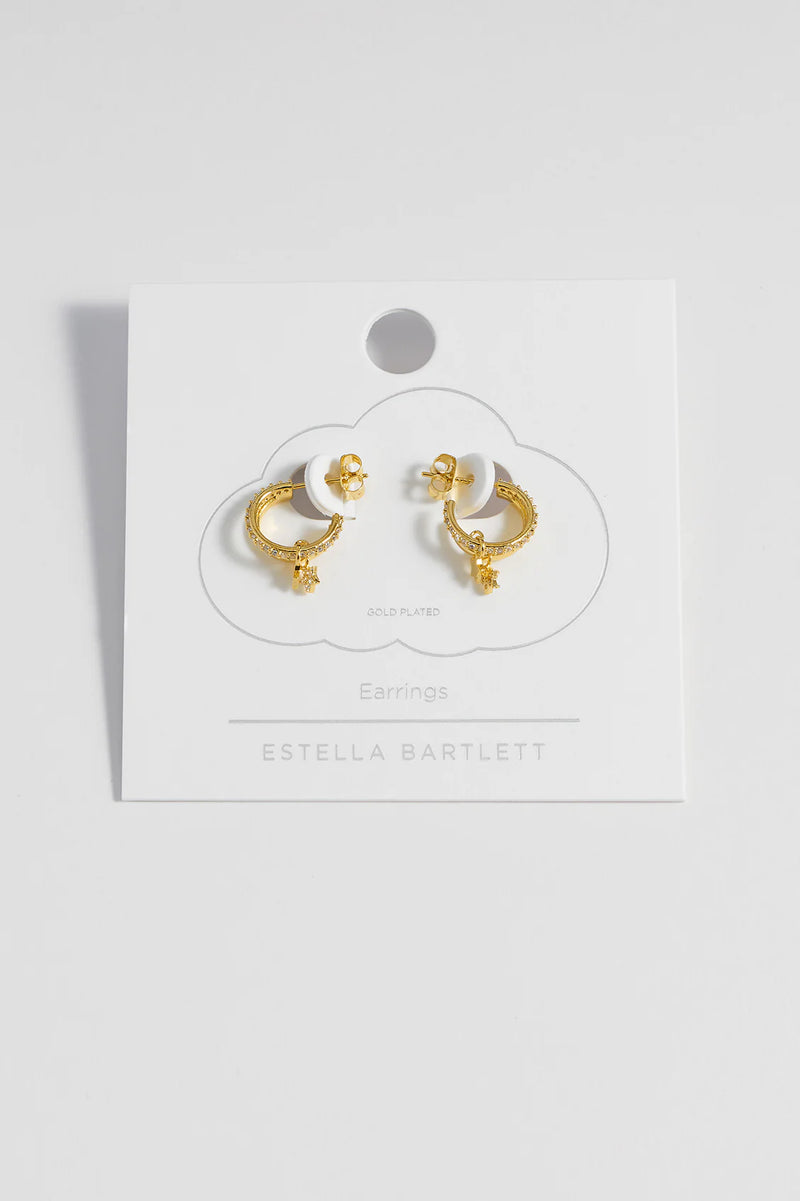 Gold Duo Pave Star Hoops