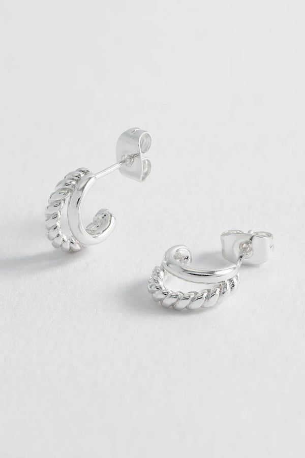 Plain & Twist Double Hoop Earrings