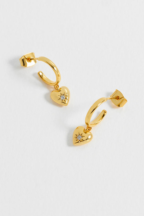 Star Puffed Heart Hoop Earrings