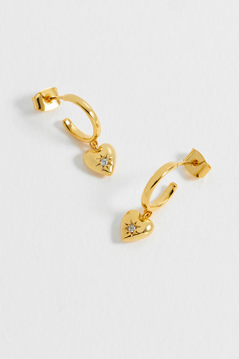 Star Puffed Heart Hoop Earrings