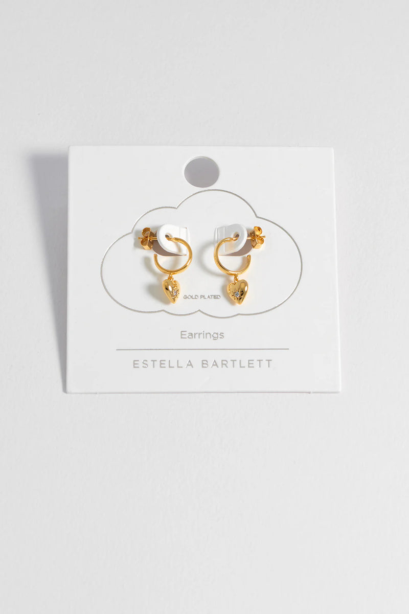Star Puffed Heart Hoop Earrings