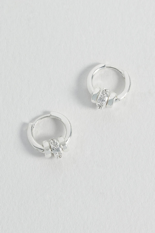Silver Triple Disc Hoop Earrings