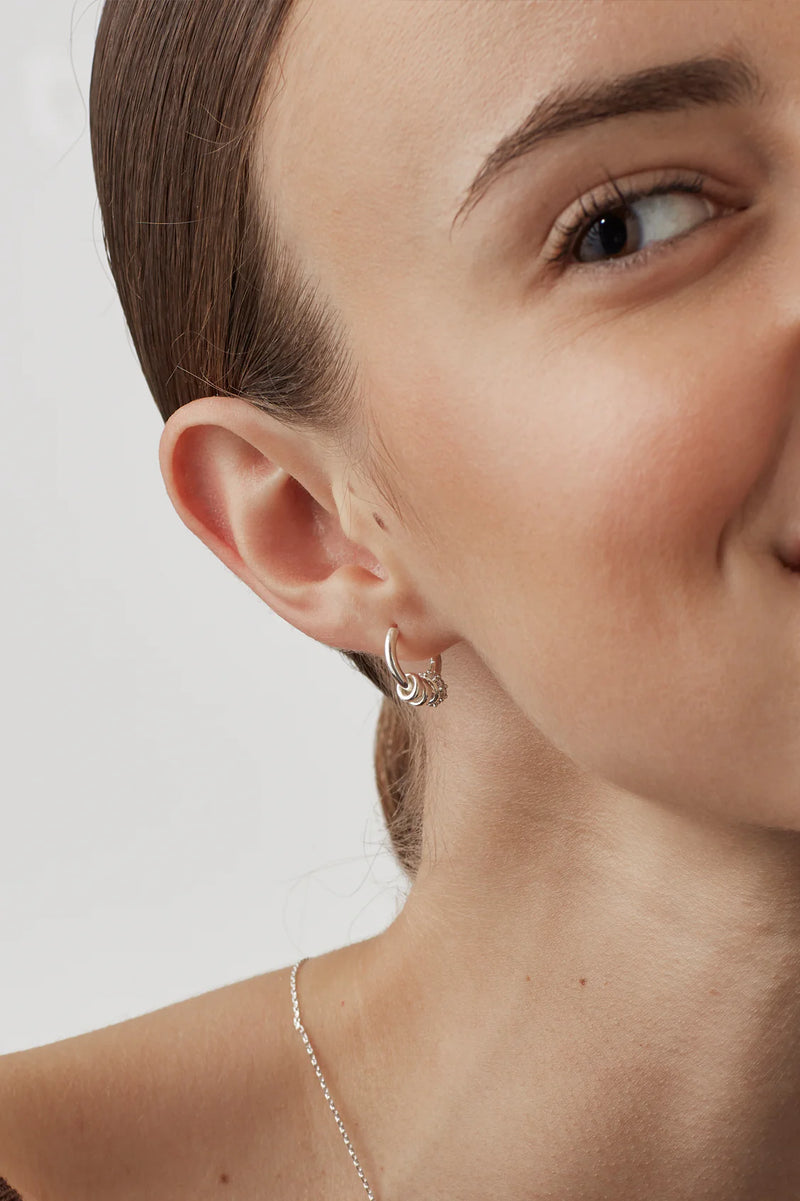 Silver Triple Disc Hoop Earrings
