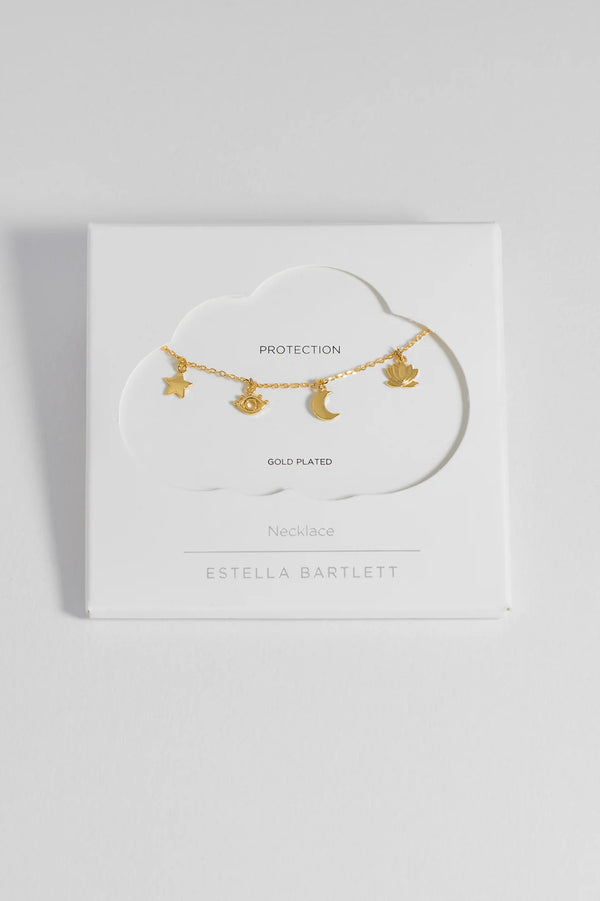 Evil Eye, Moon & Stars Charm Necklace