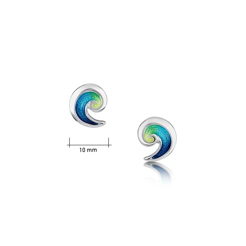 North Sea Wave Small Stud Earrings in Meadow Enamel