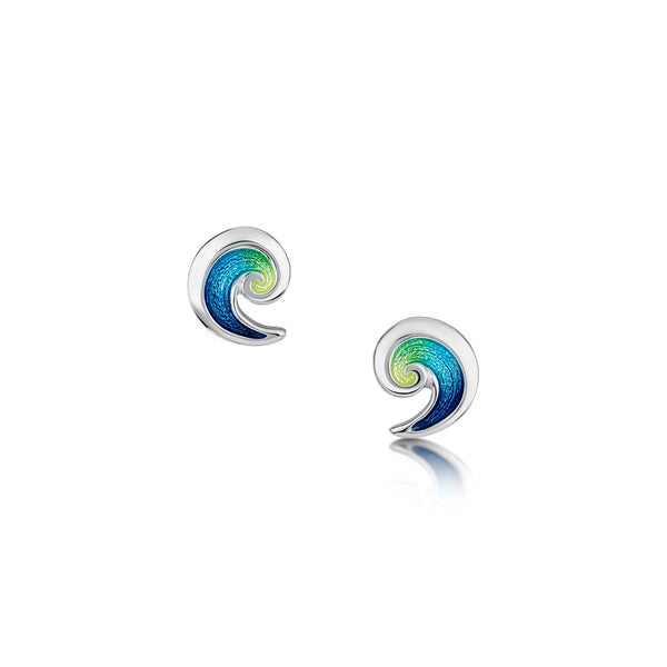 North Sea Wave Small Stud Earrings in Meadow Enamel