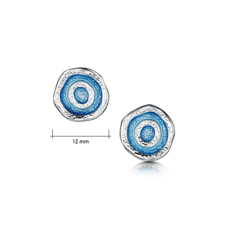 Brodgar Eye Enamelled Small Stud Earrings in Sterling Silver