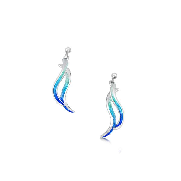 Atlantic Swell Small Earrings in Ocean Hue Enamel
