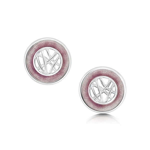 Creel Silver Pool Stud Earrings in Champagne Enamel