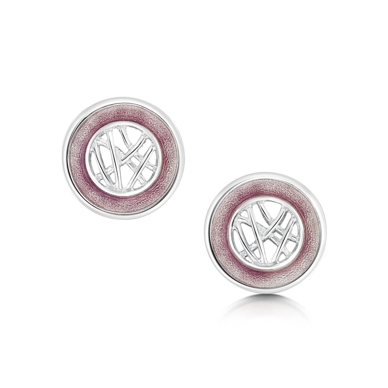 Creel Silver Pool Stud Earrings in Champagne Enamel