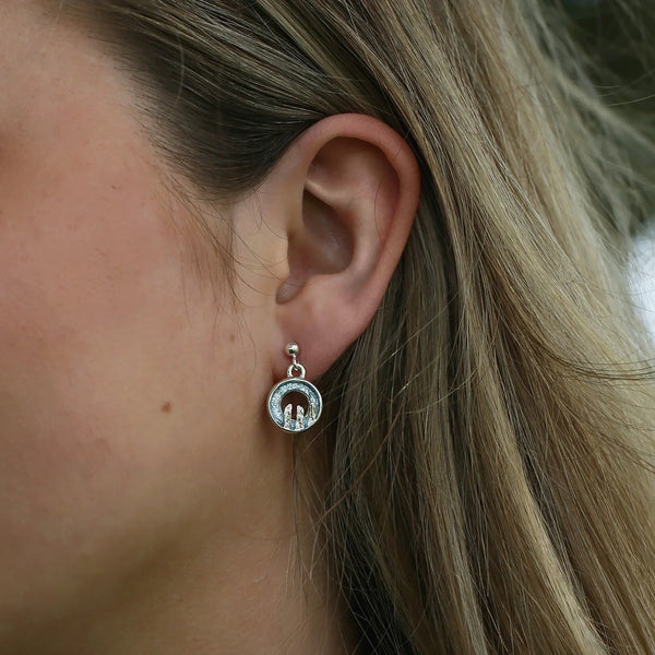 Orkney Spirit Drop Earrings in Blue Grey Enamel