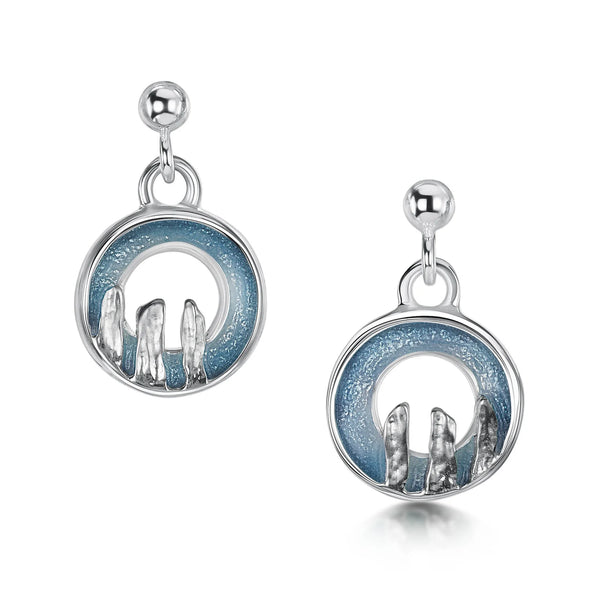 Orkney Spirit Drop Earrings in Blue Grey Enamel