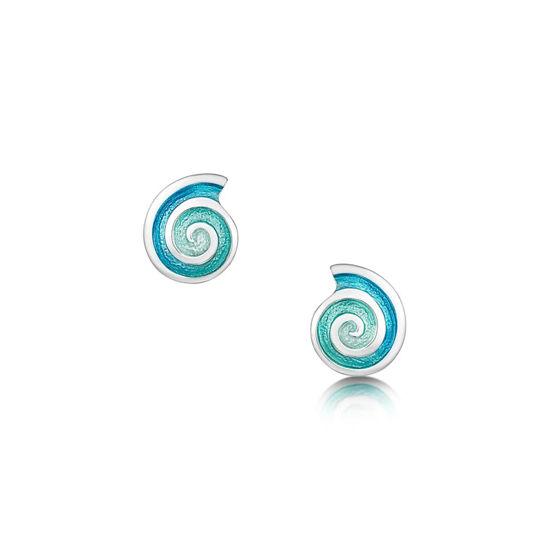Skara Spiral Small Stud Earrings in Shallows Enamel