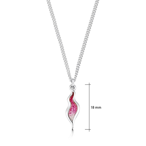 River Ripples Small Pendant Necklace in Hot Pink Enamel