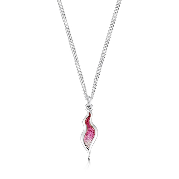 River Ripples Small Pendant Necklace in Hot Pink Enamel