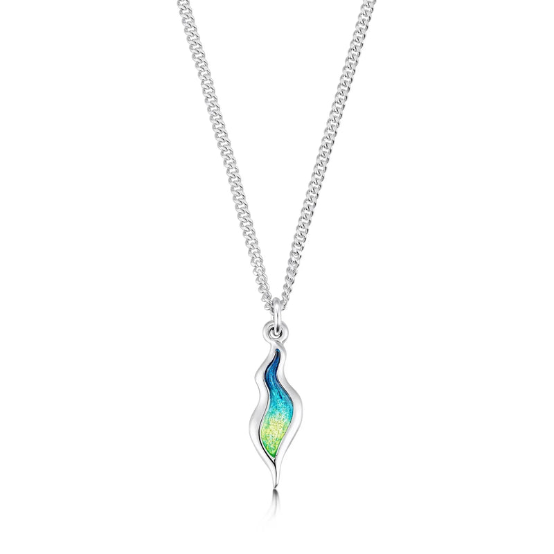 River Ripples Small Pendant Necklace in Meadow Enamel