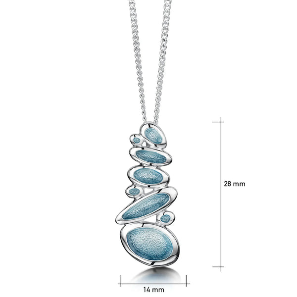 Shoreline Pebble Cluster Pendant in Blue Grey Enamel