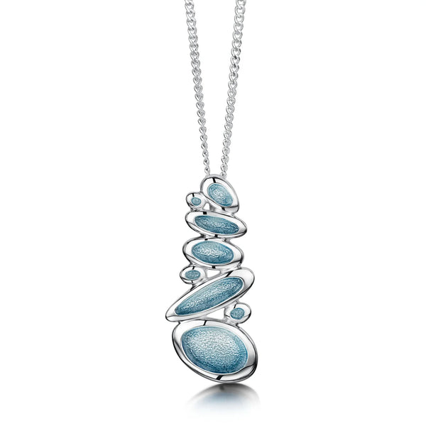 Shoreline Pebble Cluster Pendant in Blue Grey Enamel