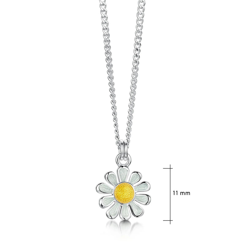 Daisies at Dawn Petite Enamel Pendant in Sterling Silver