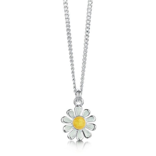 Daisies at Dawn Petite Enamel Pendant in Sterling Silver