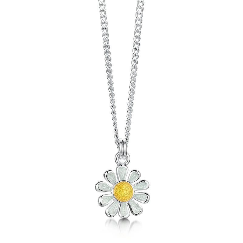 Daisies at Dawn Petite Enamel Pendant in Sterling Silver
