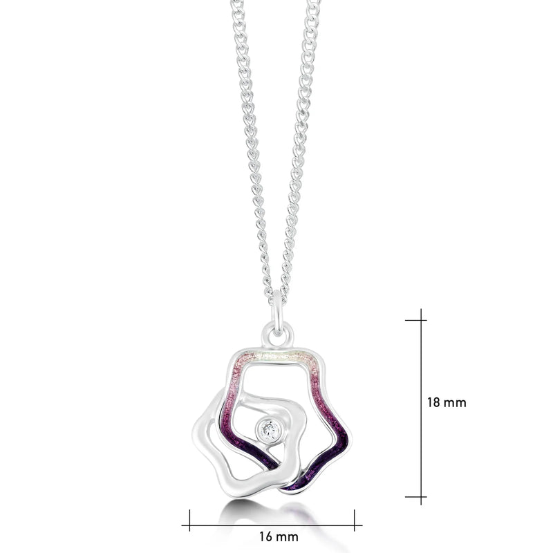 Tidal Islands Petite Cubic Zirconia Pendant in Amethyst Enamel