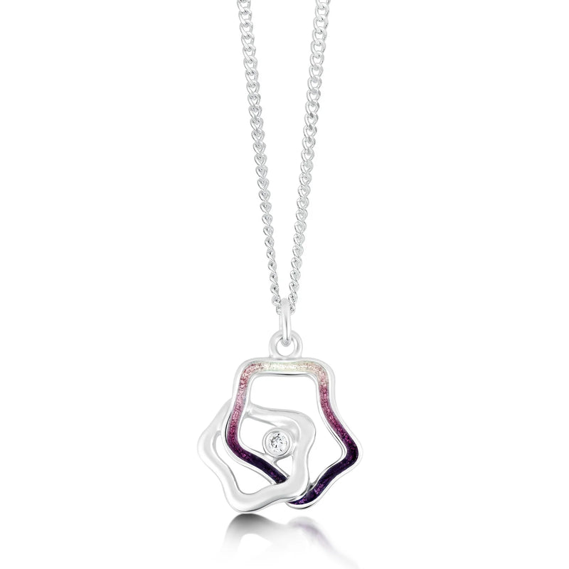 Tidal Islands Petite Cubic Zirconia Pendant in Amethyst Enamel