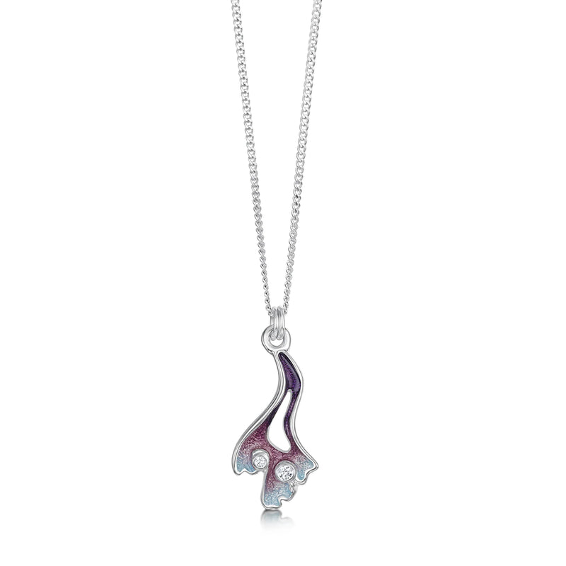 Sea Moss Small Cubic Zirconia Pendant in Sea Pink Enamel