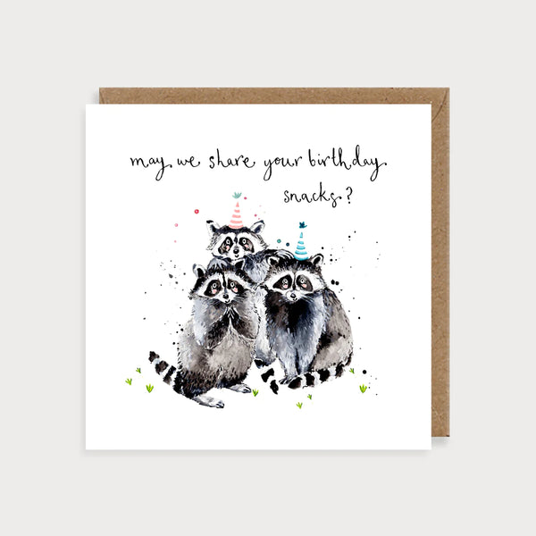 Raccoons Birthday Snacks Card