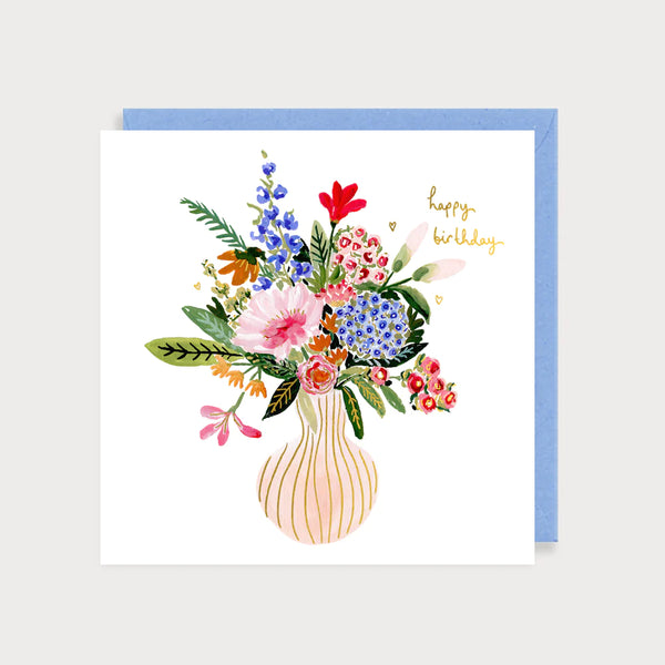 Vase Of Flowers Happy Birthday Card
