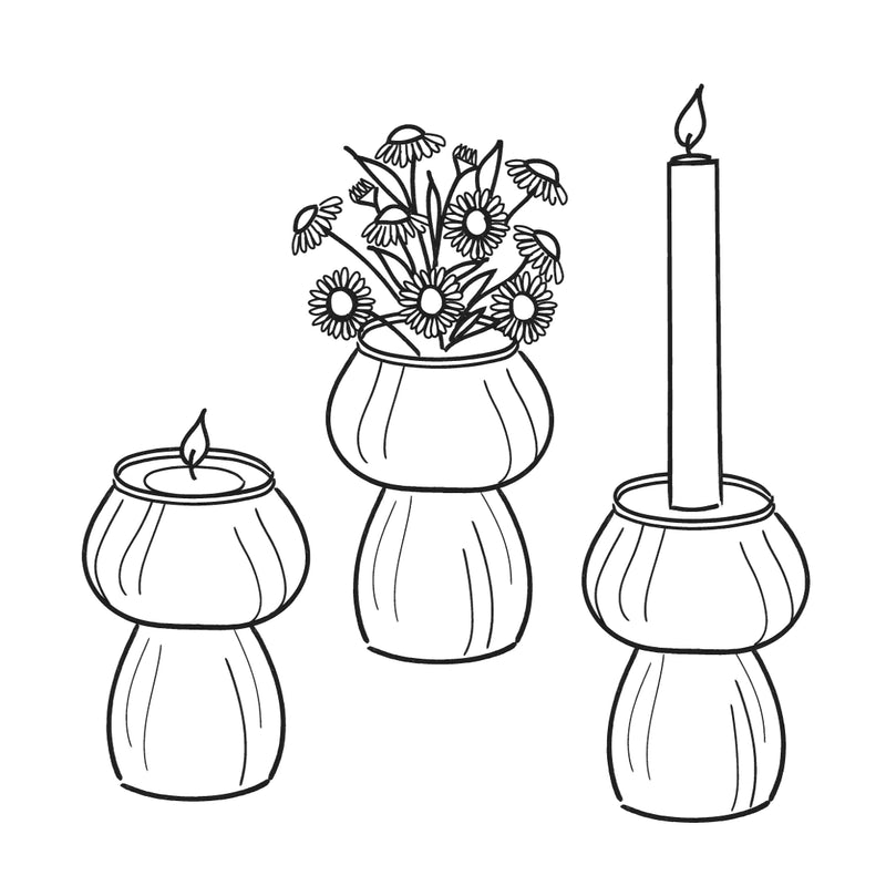 Green Mushroom Glass Candle Holder & Bud Vase