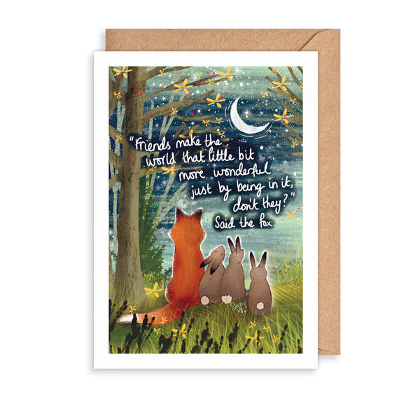 Fox Under the Moon Friends World Card
