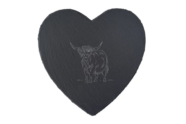 Highland Cow Heart Slate Cheeseboard